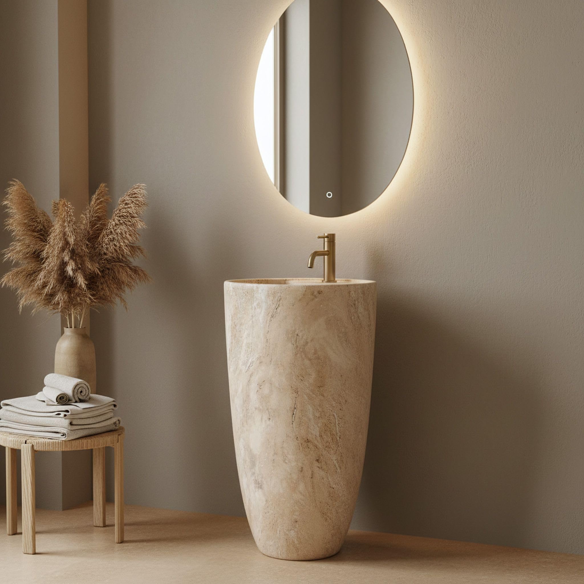 Lavabo De Pie Rea Anya Savana Matt Beige 45X45X84Cm