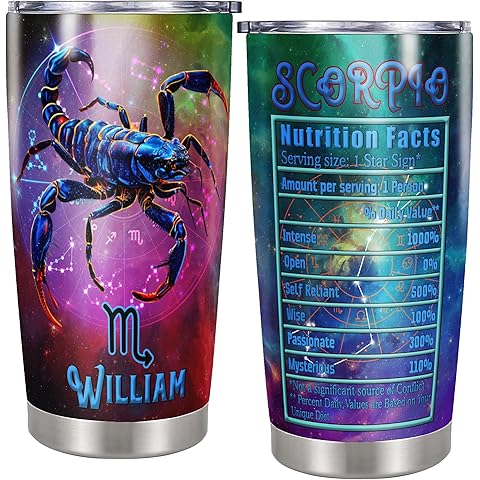 Personalized Scorpio Tumbler Constellation Zodiac Astrology Insulated cups Travel C...