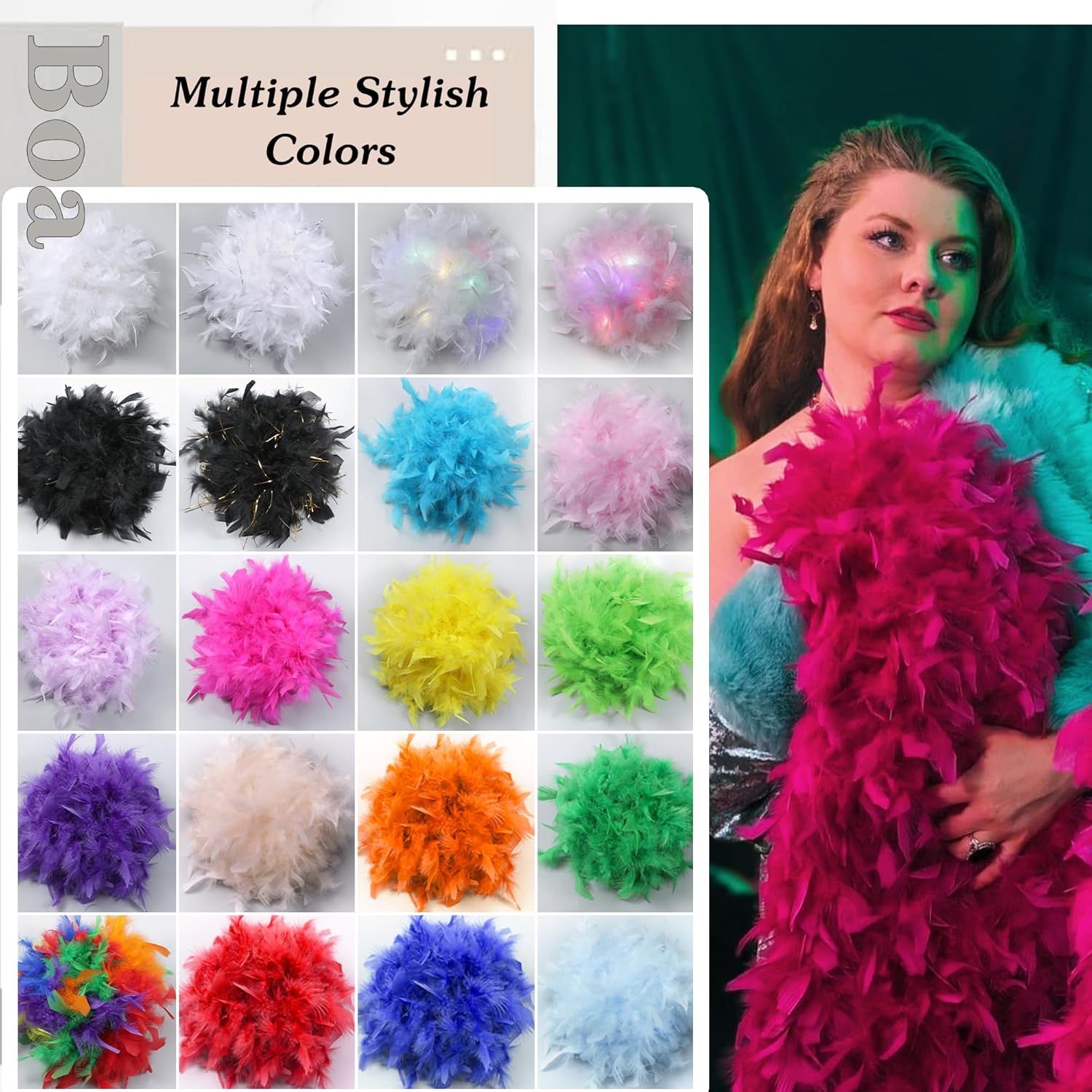 Mardi Gras Feather Boas - 50g 2 Yards Boas Feathers forMardi Gras, Party, Halloween,Christmas,Dancing Wedding(Mardi Gras) - Image 5