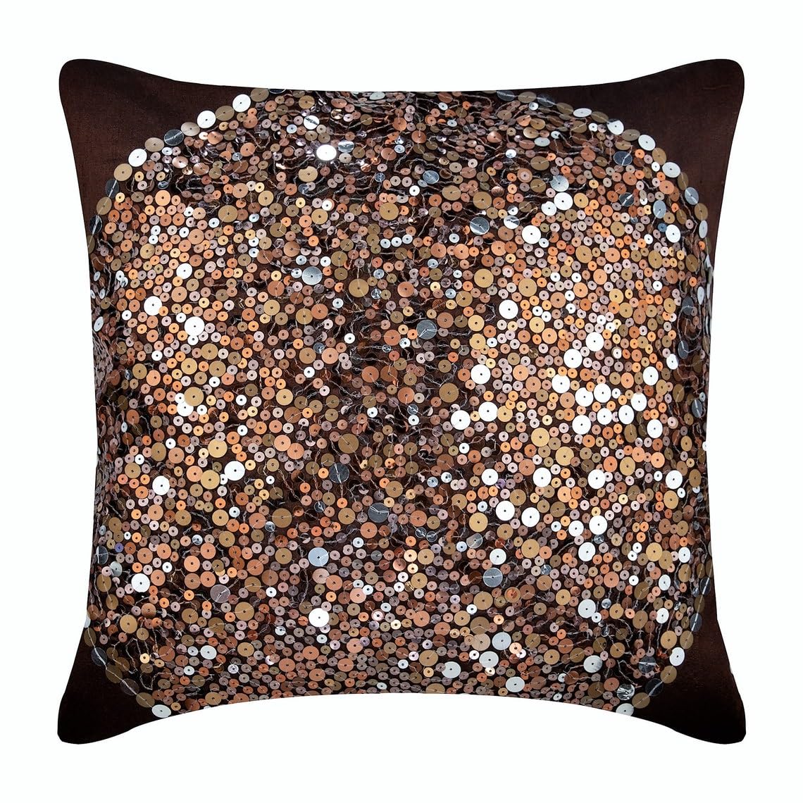 The HomeCentric Entwerfer 2 Stück, 55x55 cm Werfen Kissen Decken, Dunkelbraun Kissen Fälle, Pailletten Glitter Kissen Decken, Art Silk Platz Werfen Kissen DeckenModern Werfen - Brown Eye Sparkle