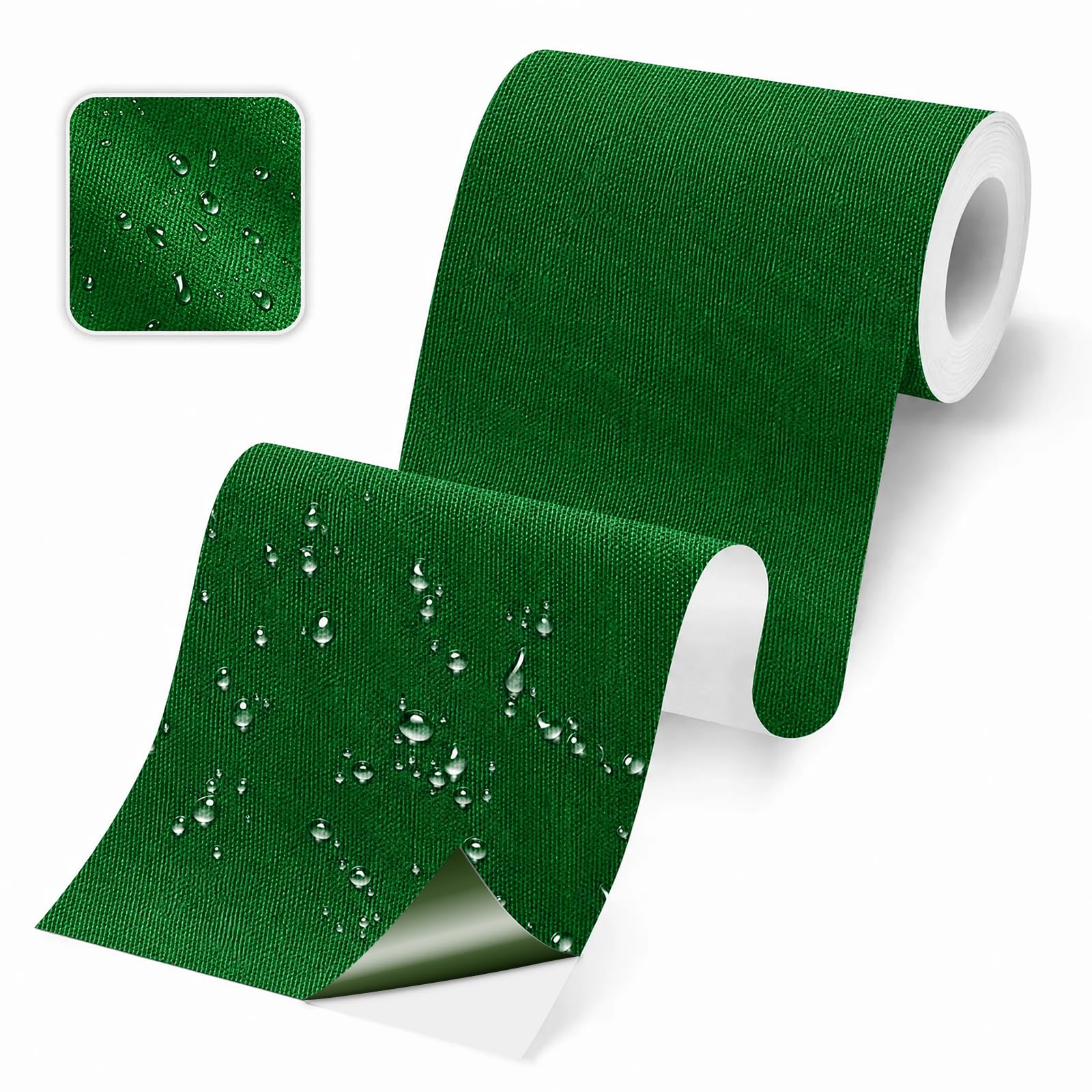 Skystuff Self-Adhesive Canvas Repair Tape, Heavy Duty Waterproof Fabric Repair Patches for Sofa, Chair, Awning, Tent, Clothes, Camping Outdoor Gear, Instant Strong Fix, 10x200cm, Green