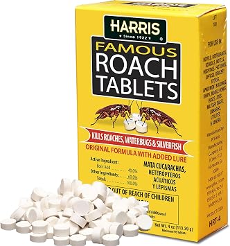 Harris Roach Tablets, Boric Acid Roach Killer with Lure for Insects 4oz, 96 Tablets