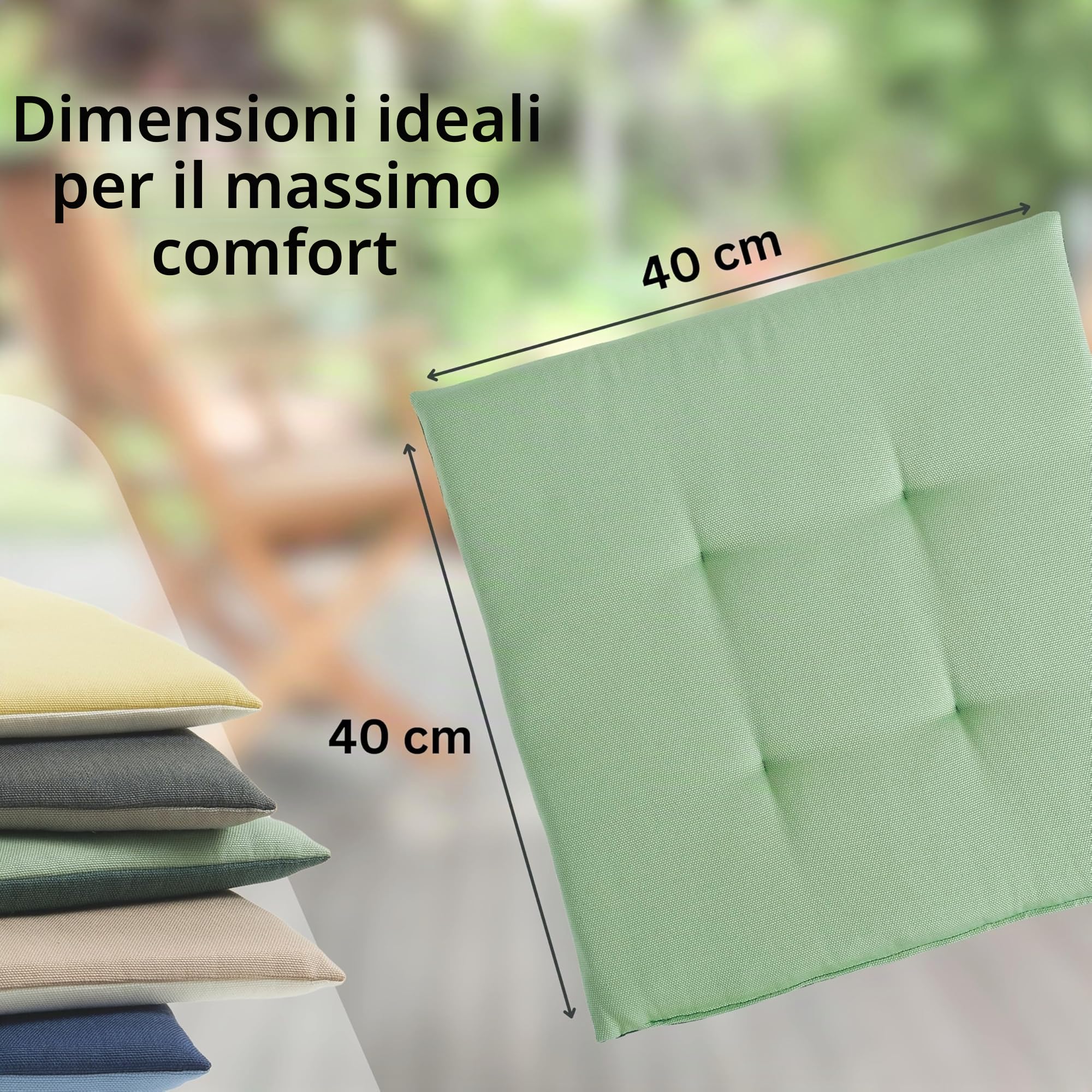 TOM TAILOR Set di 2 cuscini per sedia, comodi cuscini da 40 x 40 cm, lavabili per sala da pranzo, sedia da ufficio, panca, pavimento e mobili da giardino, certificato Oeko Tex