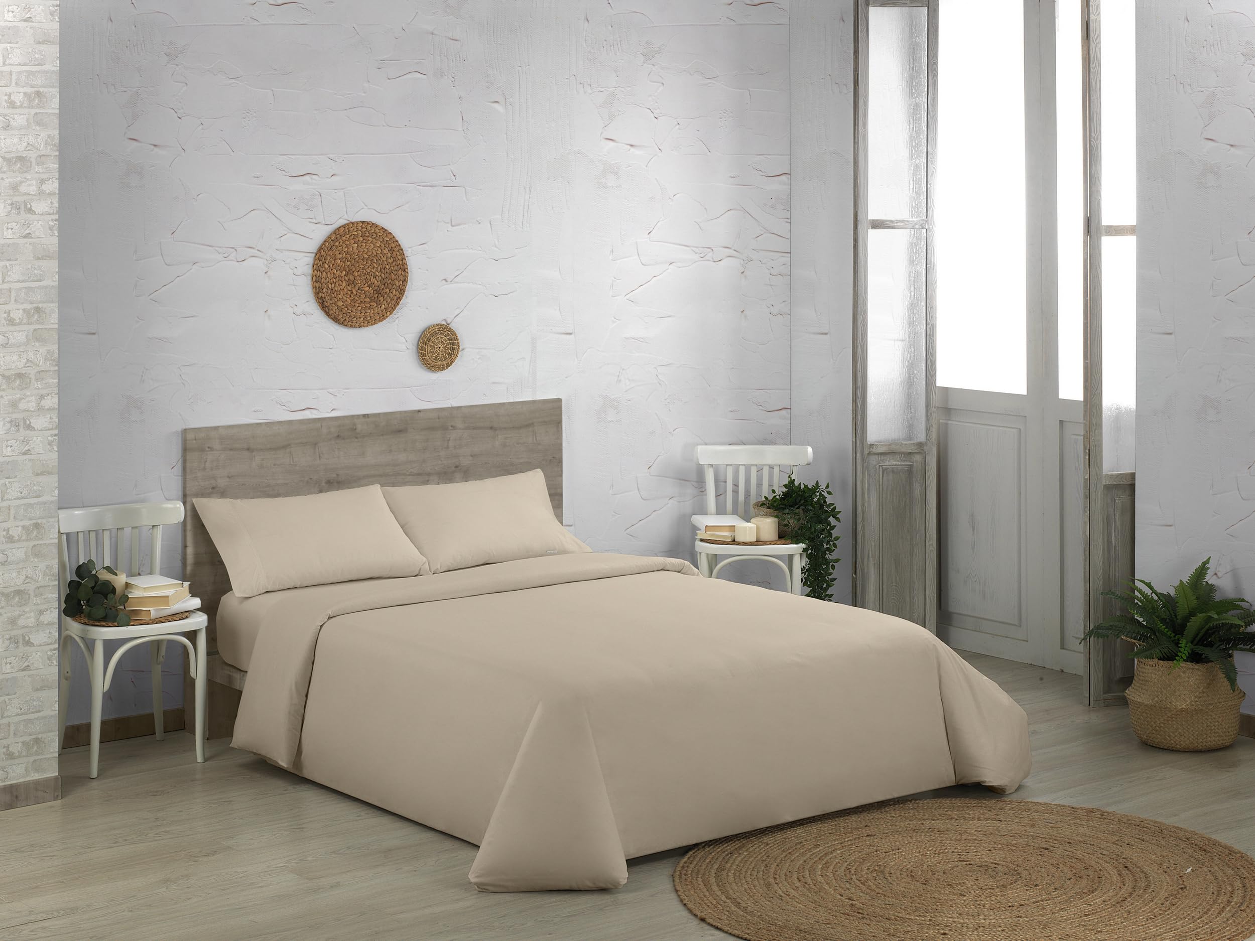 Parure de lit de qualité Cloe gris lin drap et taie d'oreiller lit 90