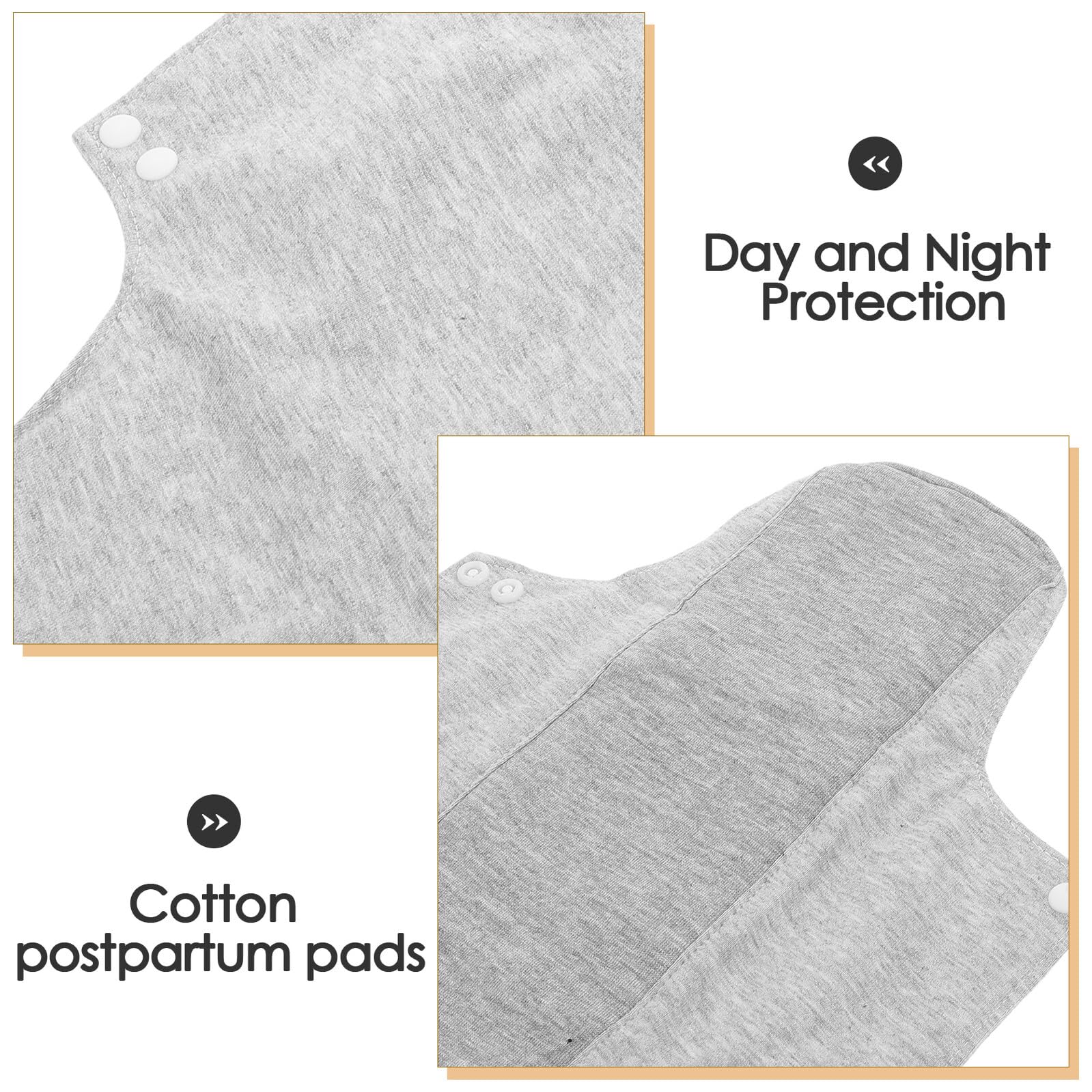 SHOWERORO Compresas Posparto Lavables 2 Unidades 22x28 Cm Absorbentes de Algodón Ultrafinas Gris para Incontinencia Femenina y Cuidado Postnatal, Protección Reutilizable para Uso — view 3
