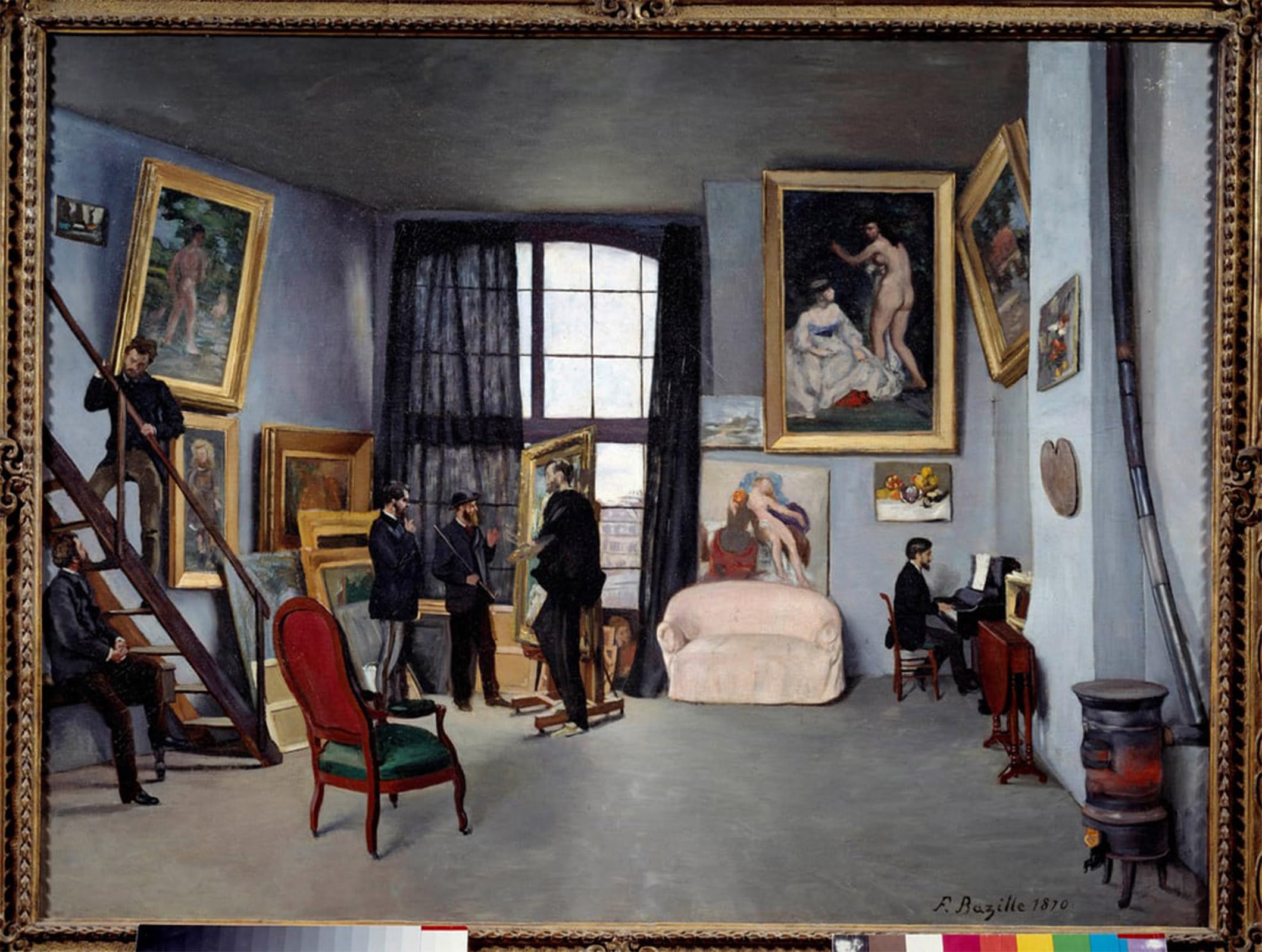 ARTXLXXBN Famous Print Painting Colorful Art Print L atelier De Bazille by Jean Frederic Bazille Canvas Art Decorations for Home Decor 60x90cm