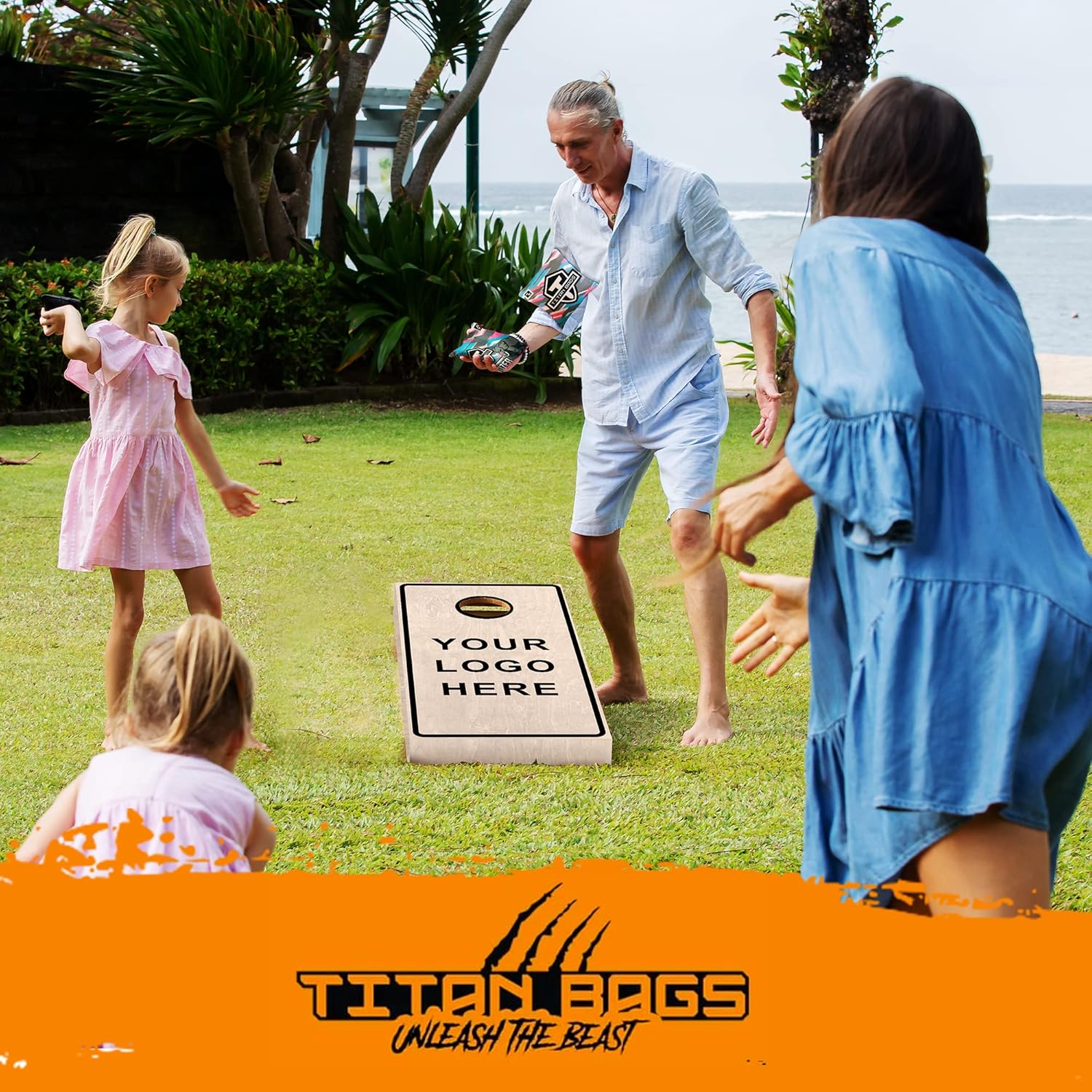 Titan Bags Professional Cornhole Board Set - ACL COMP Solid Wood Cornhole Board with Built-in Handles for Adults - Portable Outdoor Sports Set for Backyard Games, Parties & Tournament - Custom