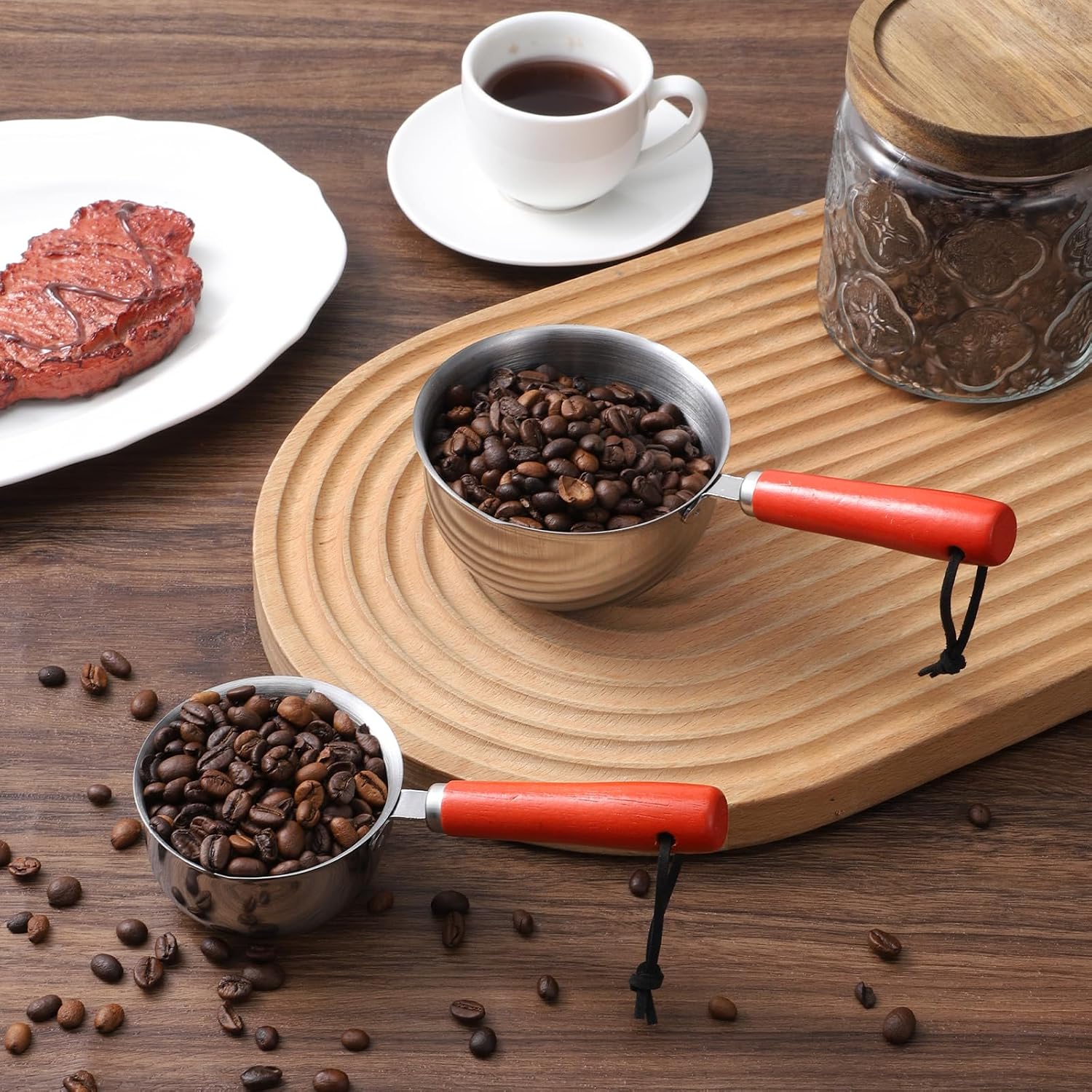 2 Packs Mini Sauce Pan Small Stainless Steel Pot with Dual Spouts and Wooden Handle Small Sauce Pan for Frying Eggs Butter Melting (120ml, 300ml)