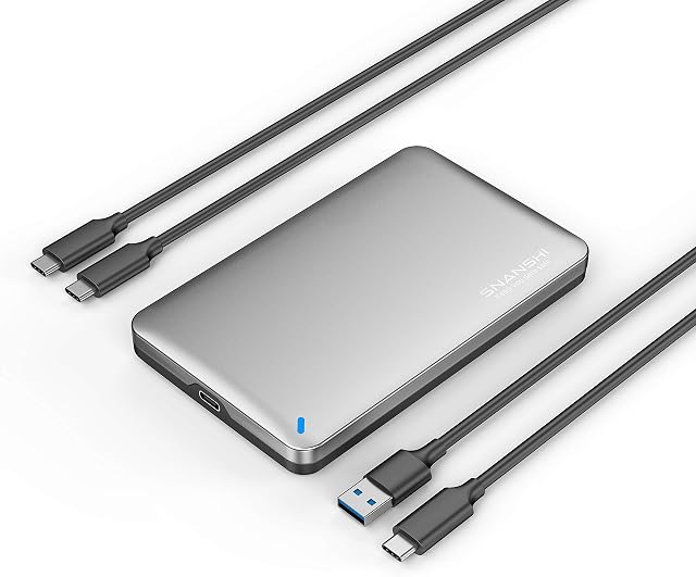 SNANSHI 2.5 Inch Hard Drive Enclosure, USB C External HDD Caddy with 6 Gbps,10TB,Tool-free External Hard Drive Enclosure for 2.5" SATA III HDD and SSD with UASP Compatible for Windows Mac OS