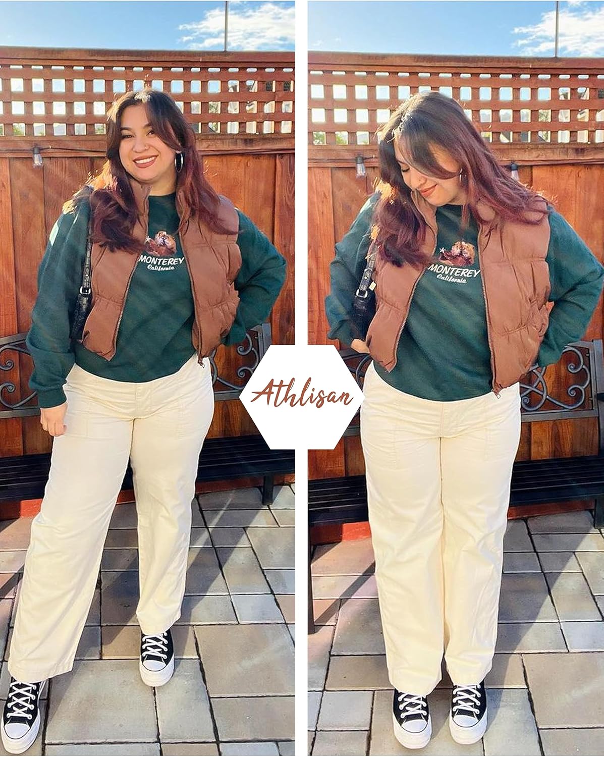 Athlisan Womens Cropped Puffer Vest Zip Up Stand Collar Lightweight Sleeveless Padded Gilet with Pockets - Image 5