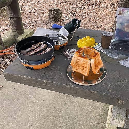 Miniatura 5 de Tostadora de campamento para estufa de gas – Estufa de acero inoxidable de 4 rebanadas para cocinar al aire libre, senderismo, barbacoa y picnic –