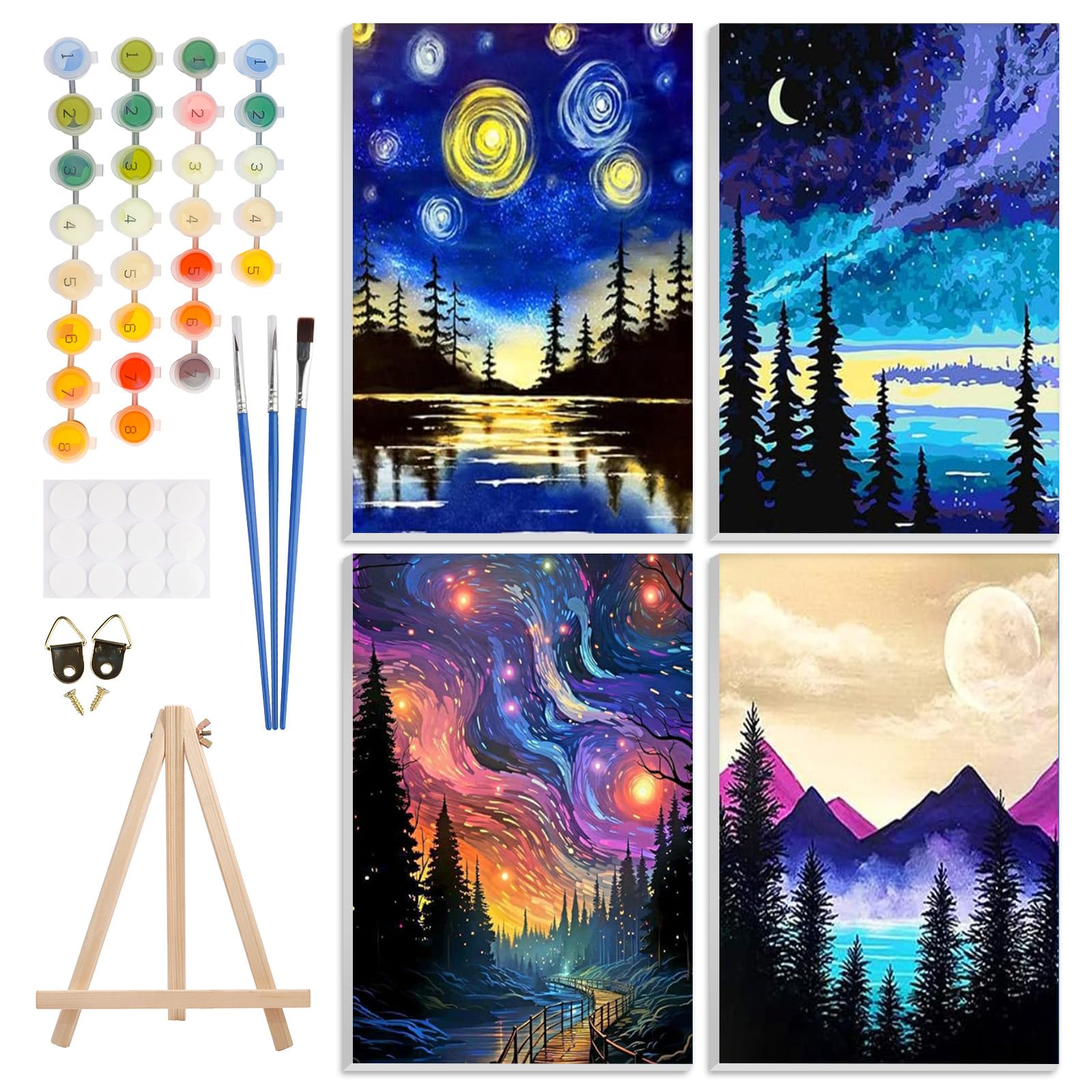 GHHKUD 2 pezzi di pittura con i numeri, per adulti, montagne, paesaggio