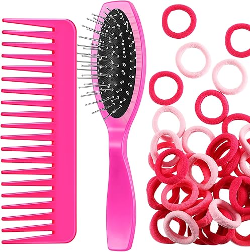 Miniatura 8 de Juego de cuidado del cabello de muñeca, cepillo de alambre para peluca, peine de dientes anchos, 50 ligas de nailon para el cabello, accesorios para