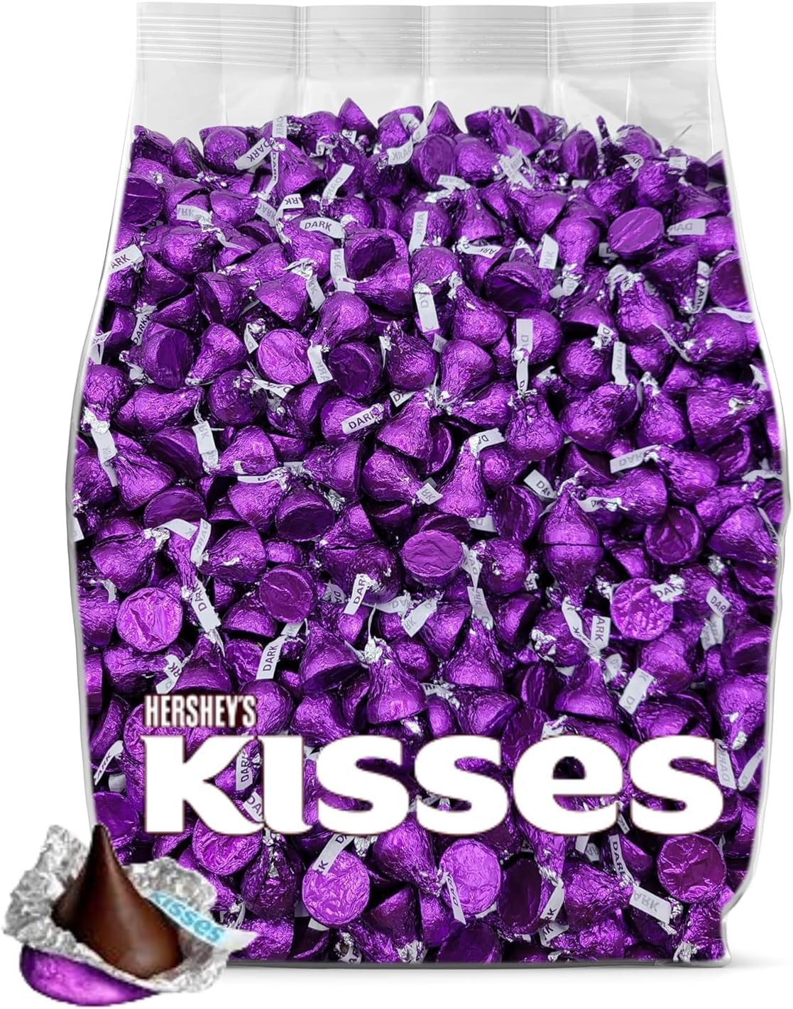 Dark Chocolate Kisses Candy - 200 Pieces Dark Chocolate HersheyKisses Bulk - Purple Kisses Chocolate Candy Individually Wrapped - Bulk Chocolate Candy for Party Favors, Snacking and Sharing - 2 Pounds
