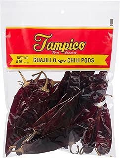 Guajillo Chili Pods Whole 8 oz – Tampico Spice Company - Dried Mexican Chili Peppers – Mild Heat, Rich Flavor for Authentic Mexican Cooking, Sauces & Salsas – Non-GMO, Gluten-Free, Kosher Certified Third Party Tested for Mycotoxins & Bacteria