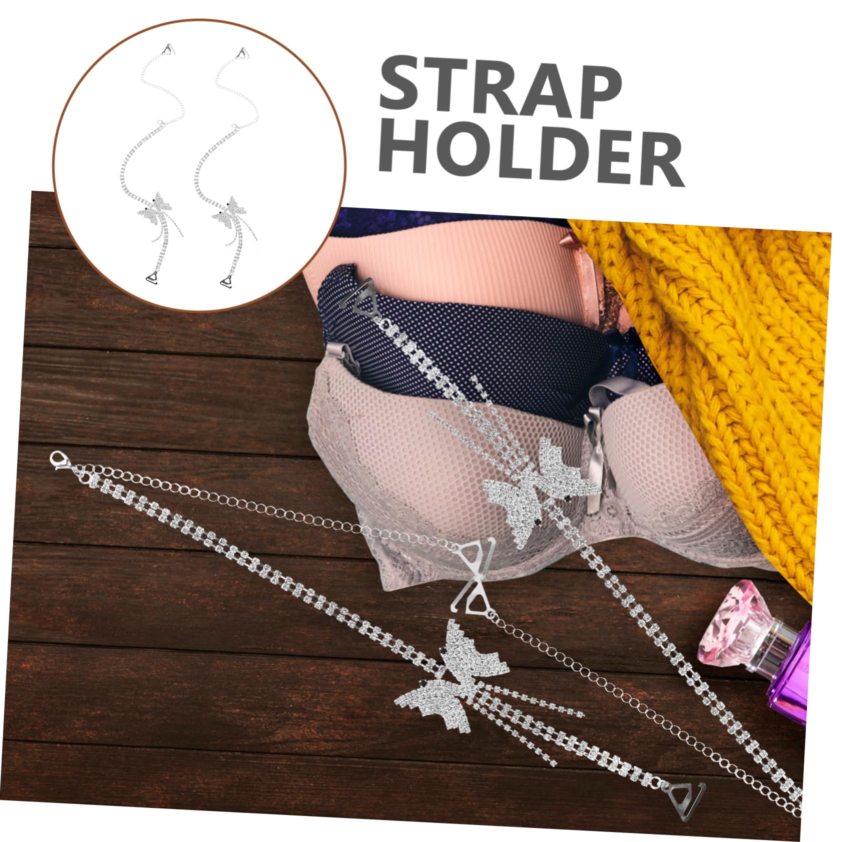 LIFKOME Schultergurt mit Strass-Schmetterling Frauen-BH-Träger Strass-BH-Schultergurt Verstellbarer Schultergurt brillenband verstellbar Ersatzriemen für Unterwäsche BH-Zubehör