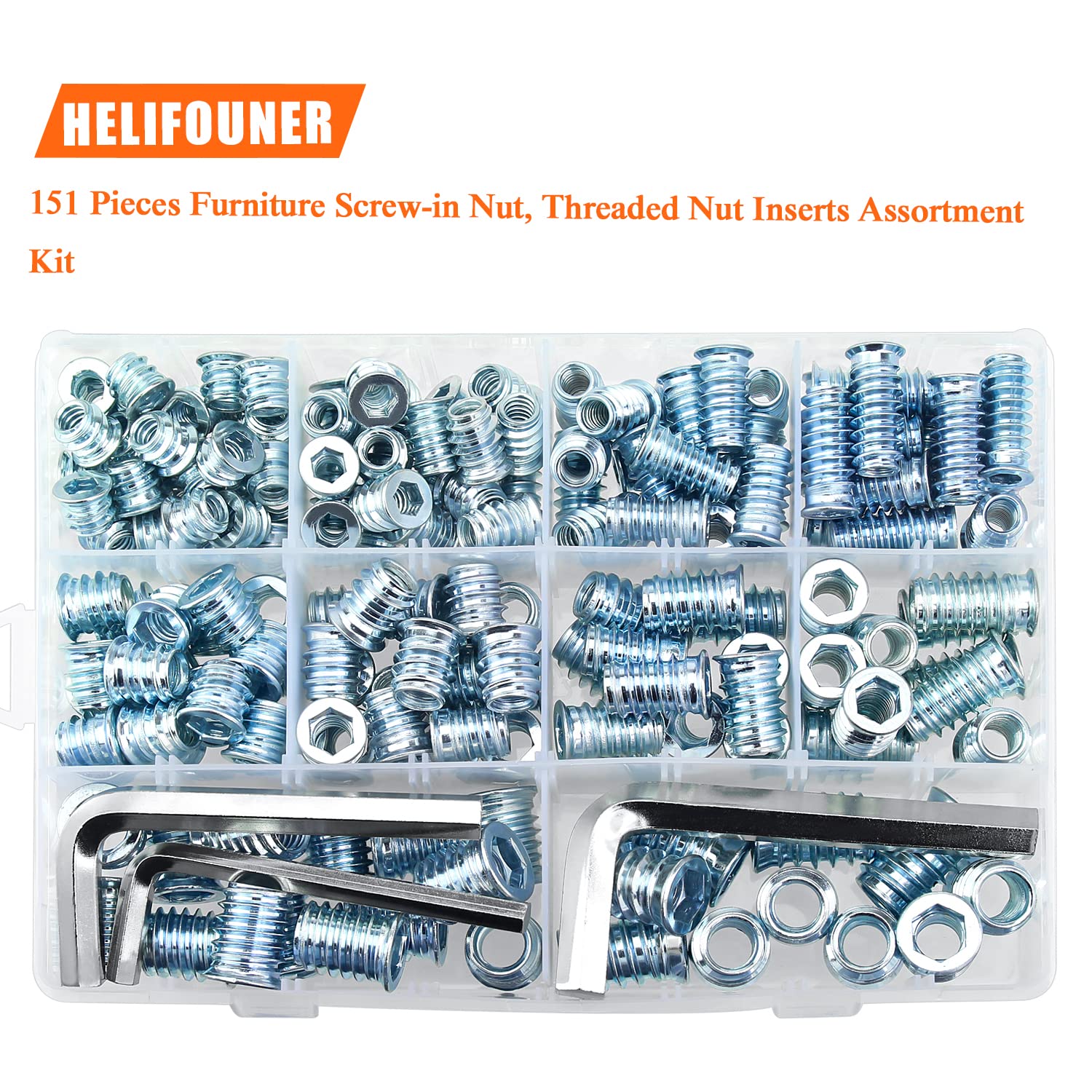 Threaded Inserts Kit - 148 Pcs Wood Screw Inserts -4 Threaded Inserts Kit - 148 Pcs Wood Screw Inserts -4