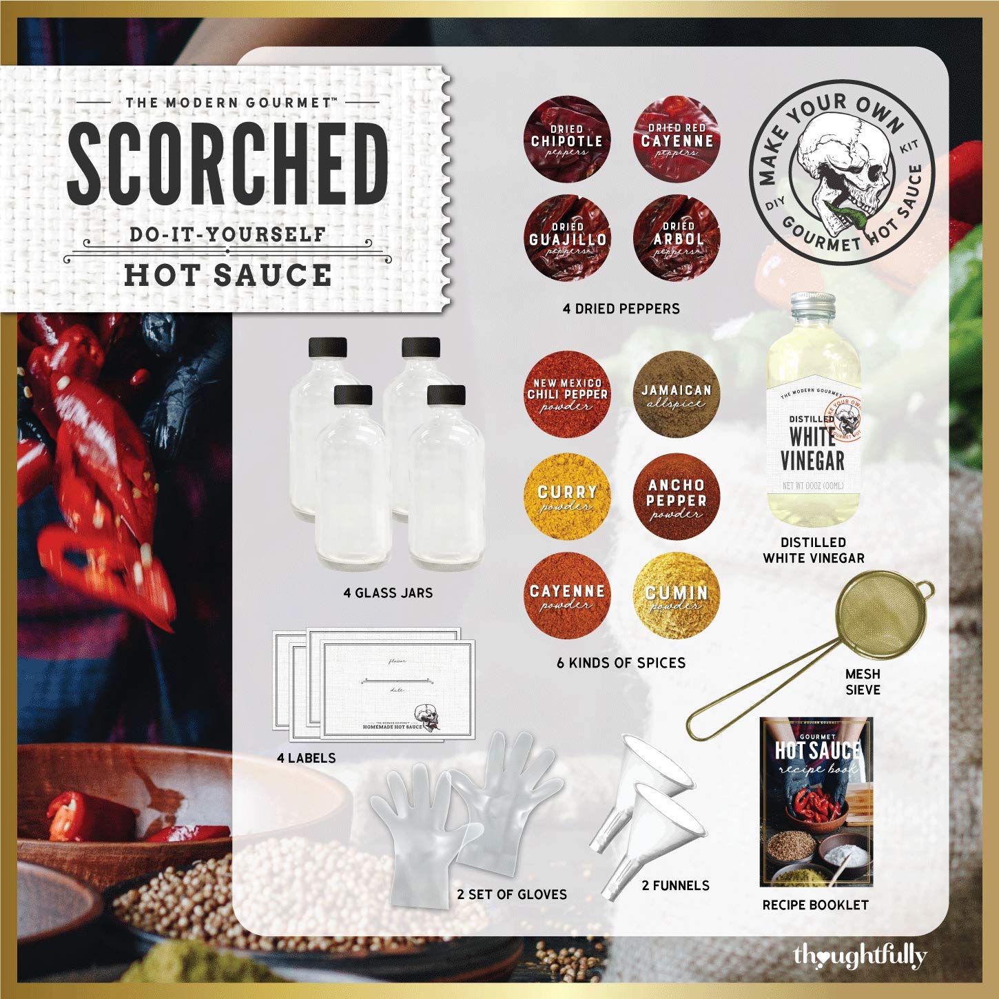 Buy Thoughtfully DIY, Extra Large DIY Hot Sauce Making Kit, Includes 4