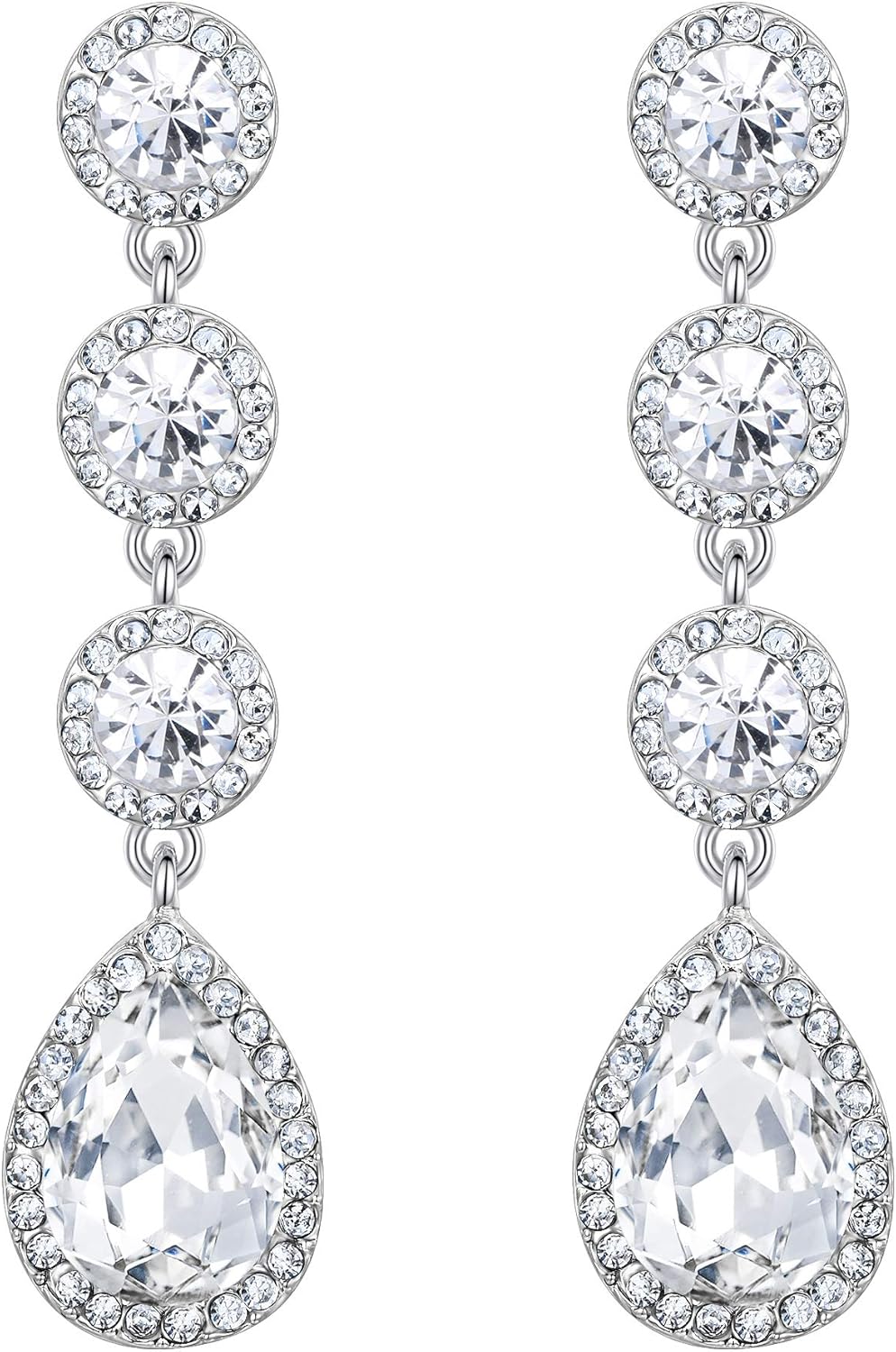BriLove Women's Elegant Wedding Bridal Crystal Teardrop Chandelier Dangle Earrings