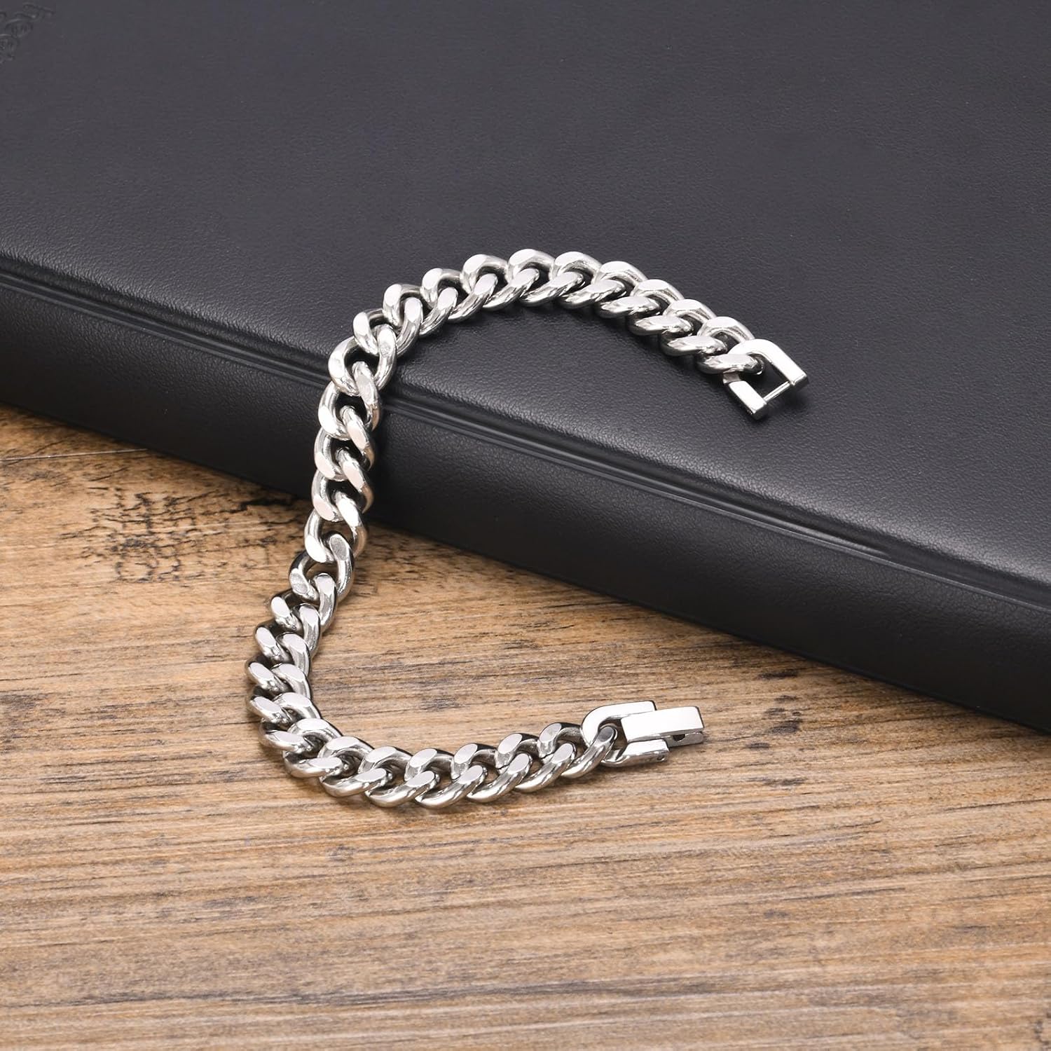 Rockyu Men's Cuban Link Bracelet Stainless Steel Silver 7mm Thick Curb Chain 7.5 Inch Hypoallergenic Durable Polished Jewelry for Hip Hop Fashion Birthday Gift - Image 8