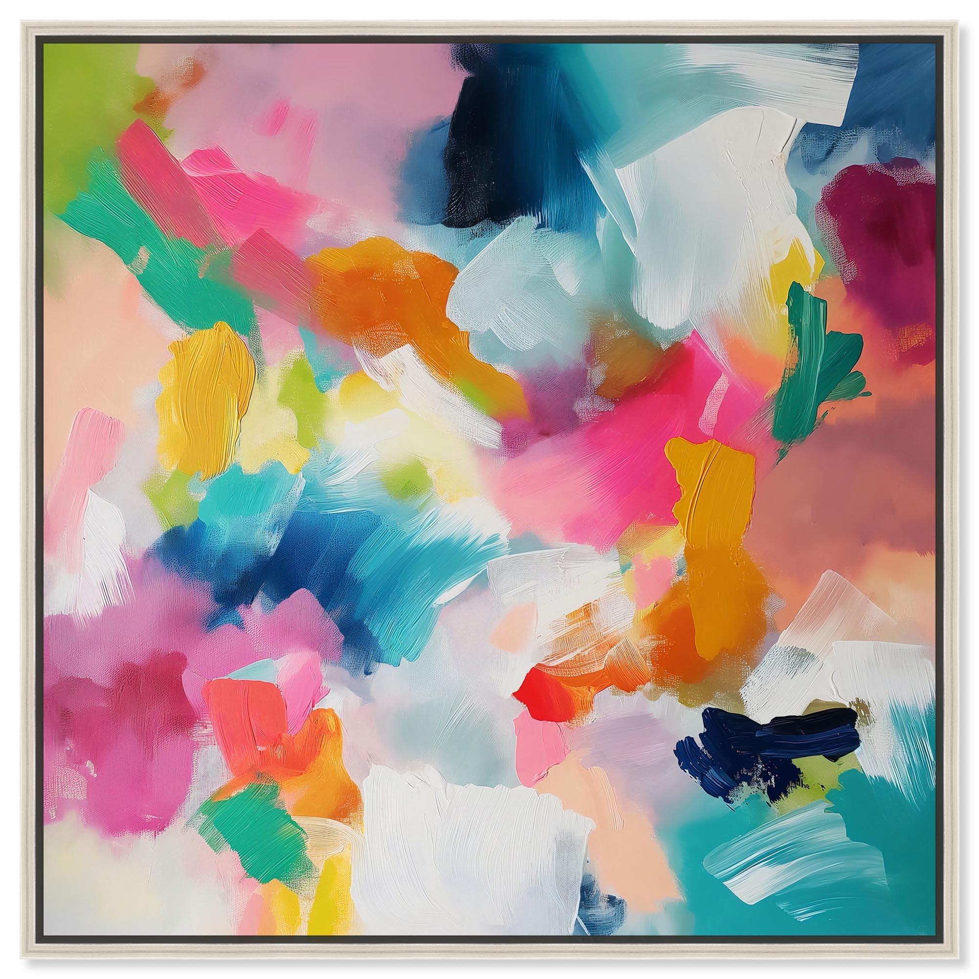 Photo 1 of [DAMAGED!!] Art Remedy Gossamer Colors Canvas Modern Colorful Print, Silver Frame, 30" x 30"