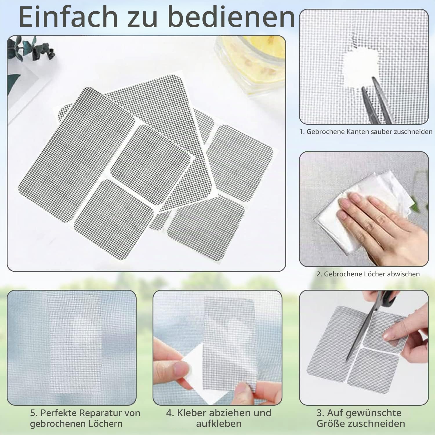 15 Stück Fliegengitter Reparatur Set Fliegengitter Reparatur Klebeband Fliegengitter Fenster Reparaturband für Moskitonetze für Fenster-Tür-Zelt-Netz Fliegengitter Tür Insektenschutz Balkontür E-005 Baumarkt