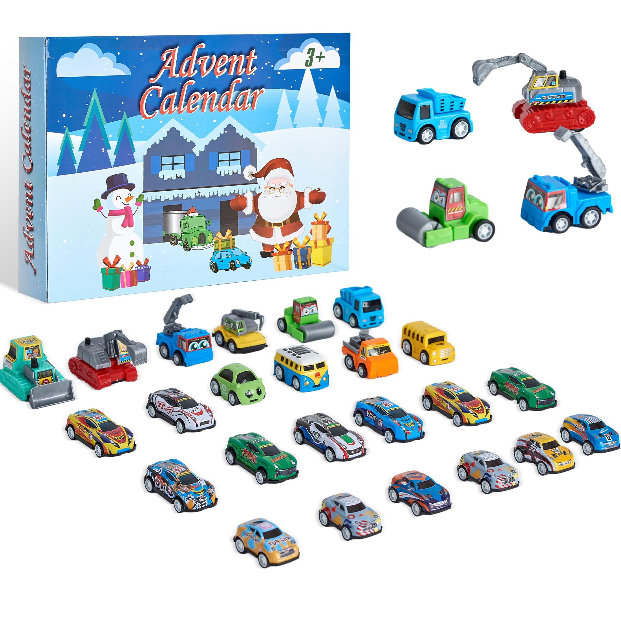 24 Pièces Calendriers De L'avent Voiture,Calendrier De L'ave