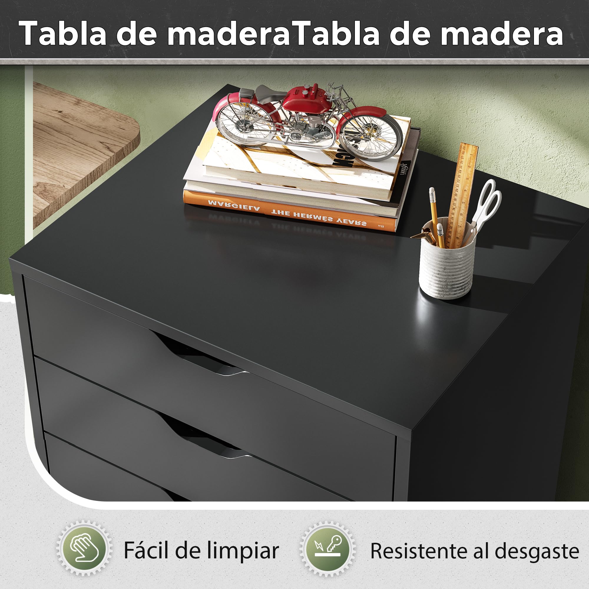 DEVAISE Archivador de 5 Cajones, Mueble Bajo Escritorio Sólido para Documentos A4/Legal/Carta,Negro