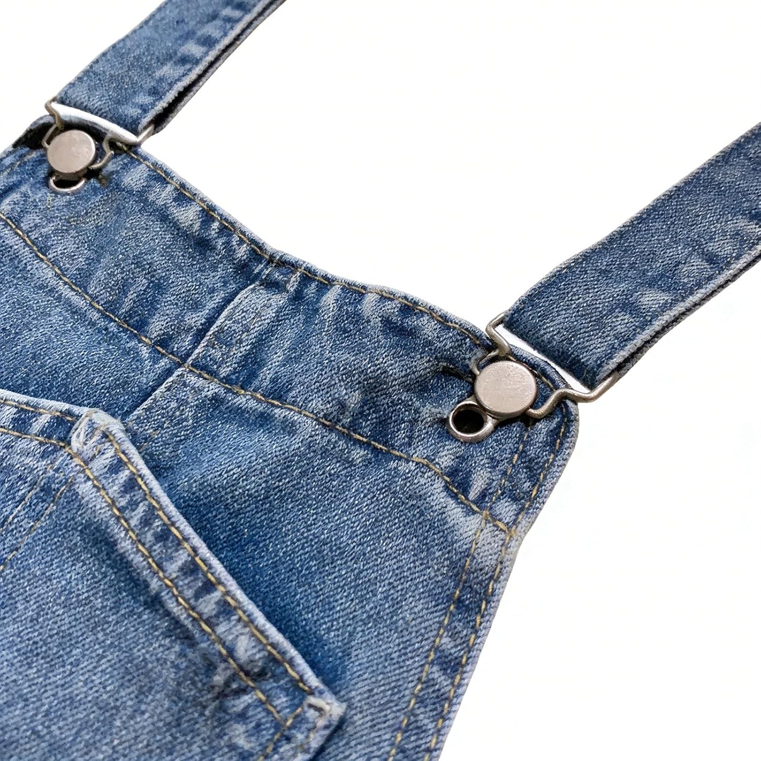 Kids Jeans Overalls Button Sleeveless Strap Bib Denim Jumpsuits with Pockets Boys Girls Summer (Blue #12, 11-12 Years)