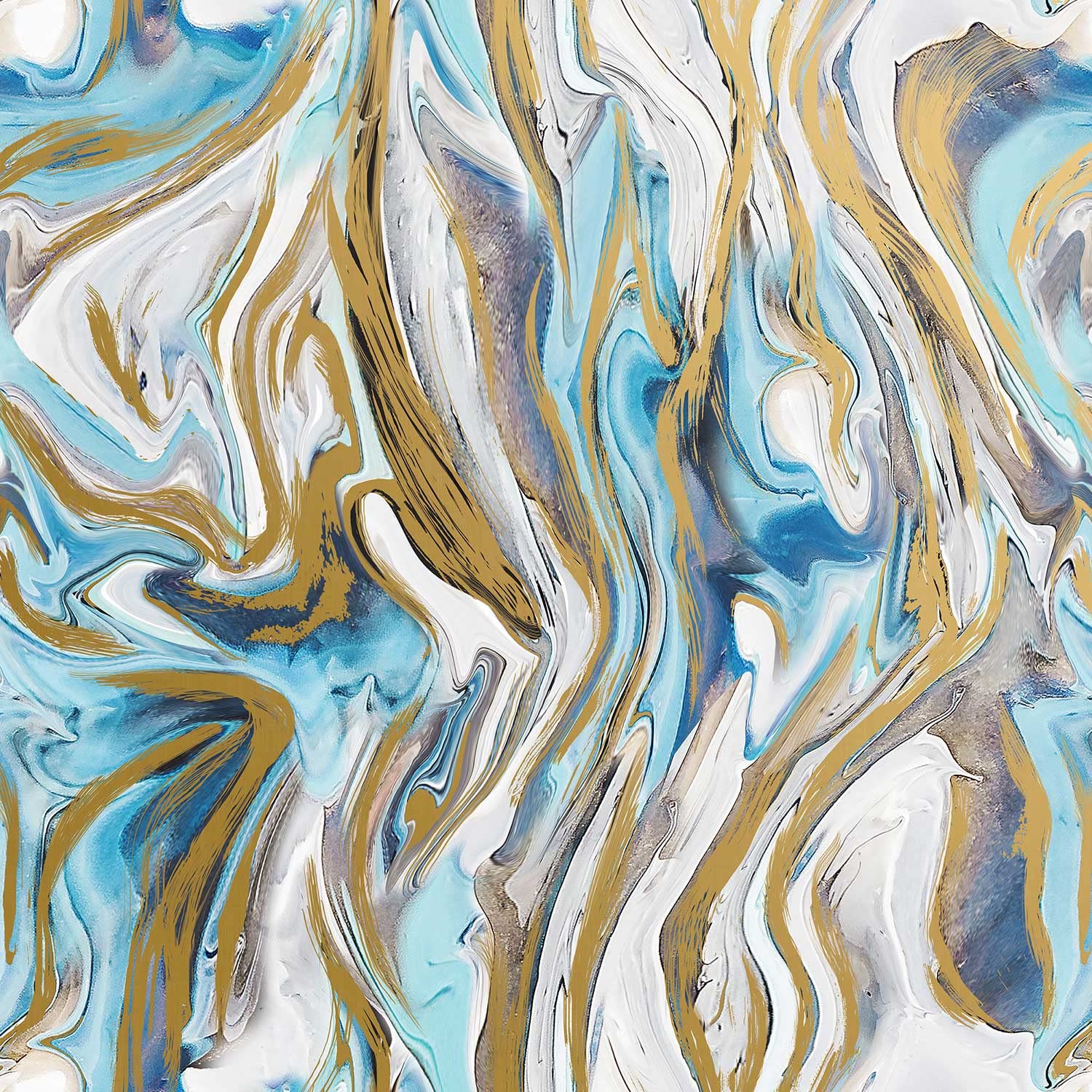 Colors of Rainbow Flat Sheet Wrapping Paper Featuring Mix of Gold Blue Pearl Swirl Together to Form Marbleized Magical Mystery Feeling to the Gift Wrap (Marbleized)