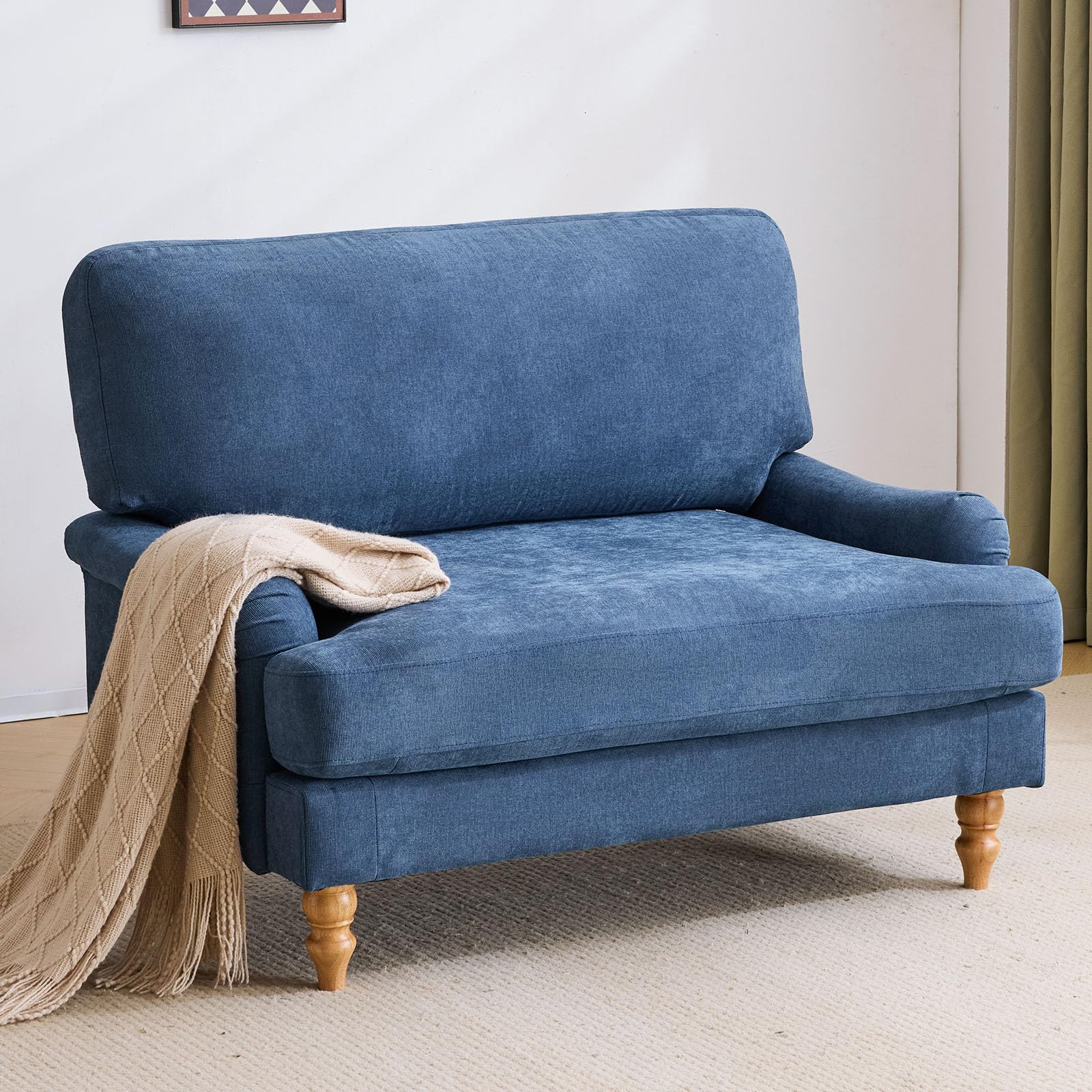 Bezseller Oversized Accent Chair Indoor, 46" W Large Upholstered Single Sofa Chair and Wood Legs, Big Comfy Armchair Leisure Lounge for Living Room,