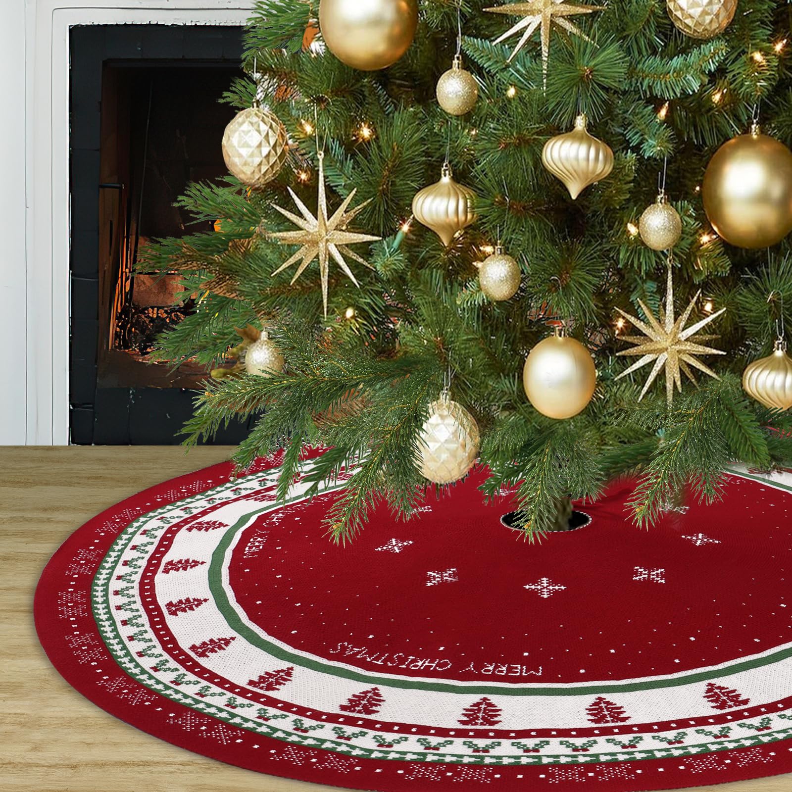 Jupe Sapin De Noël 120 Cm, Couverture Décorative D'arbre, Base Décoration Ornement Maison Fête, Tapis Tablier Rouge Couvre Pied-C | Leroy Merlin