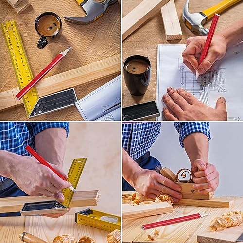 Miniatura 6 de 36 lápices de carpintero a granel, lápices de construcción octogonales de plomo negro plano, marcado para carpintería