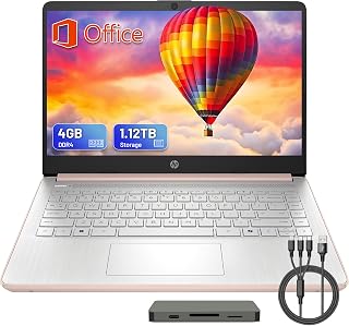 HP Stream 14" HD Laptop for Student & Business | Intel N150 Processor | 4GB RAM, 1.12TB Storage (128GB UFS+1TB Docking Station) | 1 Year Office 365, AI-Copilot, Wi-Fi 6, Fast Charge, Win 11s | Gold