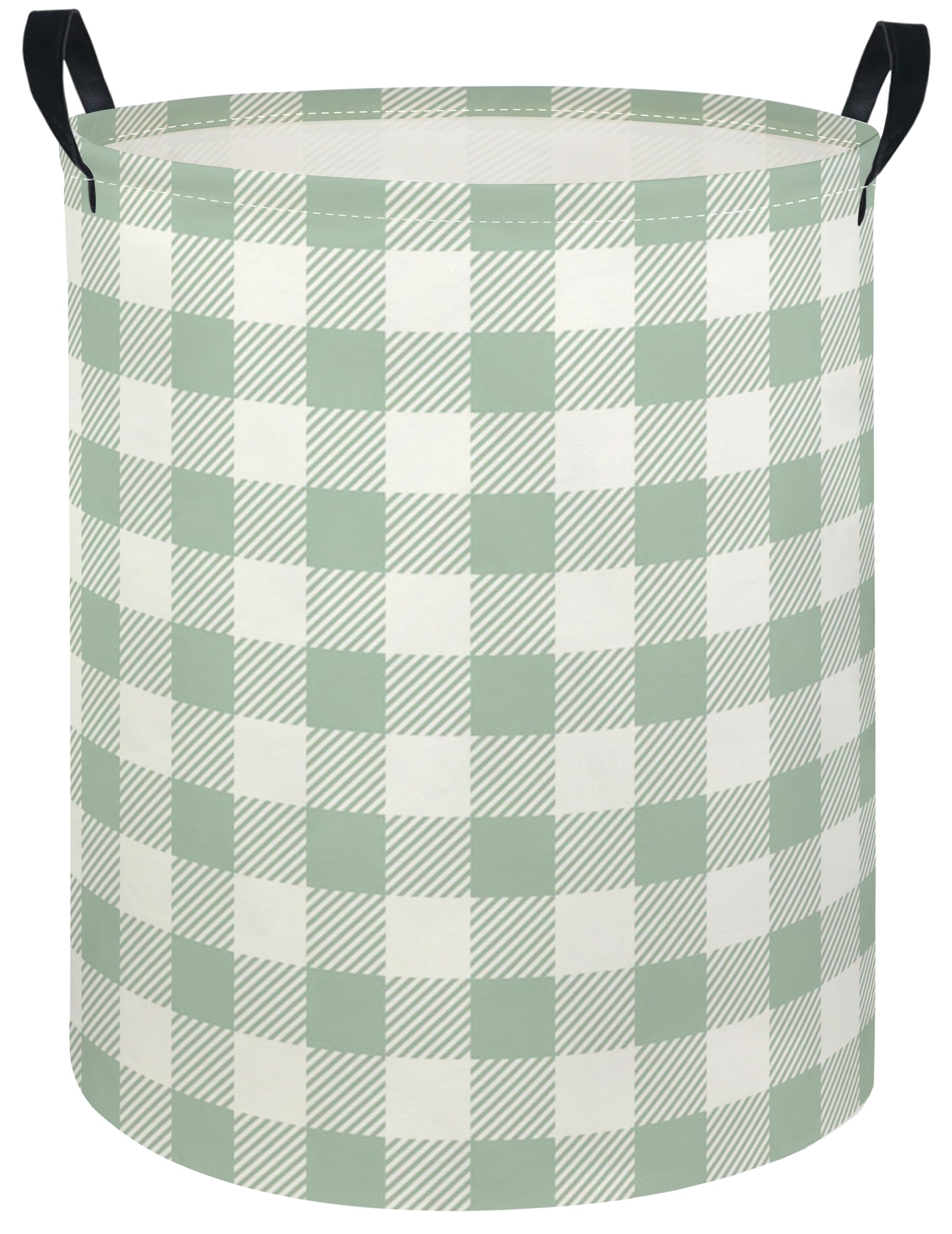 Baby Laundry Hamper kids laundry Basket Waterproof Laundry Bag for Bedroom Clothes Organizer Room Décor(Green Checkered)