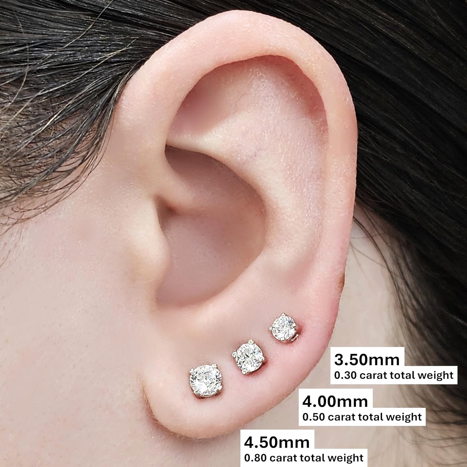 Central Diamond Center 14K Hypoallergenic Solid Gold Post Swarovski Zirconia Stud Earrings-Premium Comfort, No Irritation-Classic Gift for Sensitive Ears (Various Sizes) - Image 3