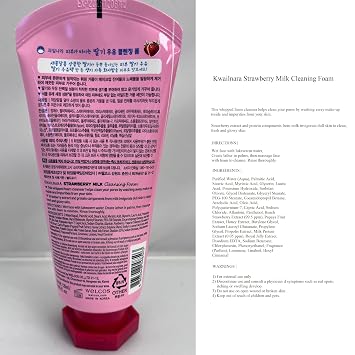 Kwailnara Strawberry Milk Facial Cleanser (4.06 Fl Oz) Korean Face Wash for Vibrant & Lively Skin | Milk Protein, Royal Jelly & Brightening Strawberry Extract | Creamy Whipped Foam