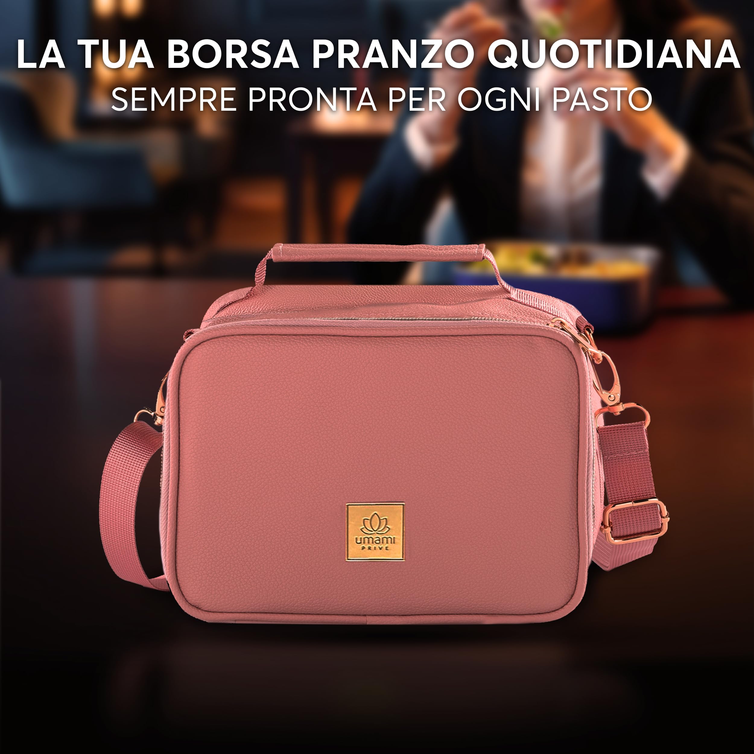 Umami borsa termica porta pranzo premium, ideale per picnic o pranzo in ufficio borsa frigo piccola o porta pranzo termico compatto perfetta come borsa frigo ufficio o lunch bag, Rosa Selvaggio