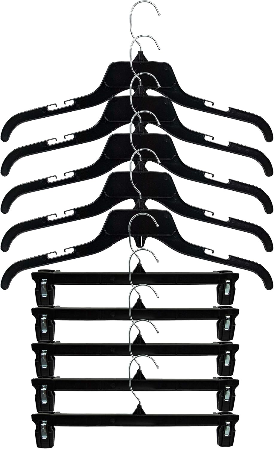 HangOn Shirt & Pants Hangers Combo Set Recycled Plastic, Black, 17 Inch & 12 Inch, 5 Each 10 Total - Image 7