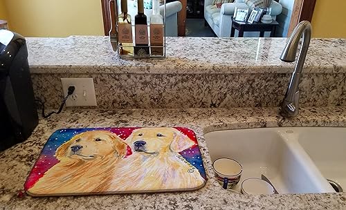 Miniatura 2 de Caroline's Treasures SS8754DDM Golden Retriever - Tapete de secado de platos absorbente para encimera de cocina, tapete escurridor de platos para