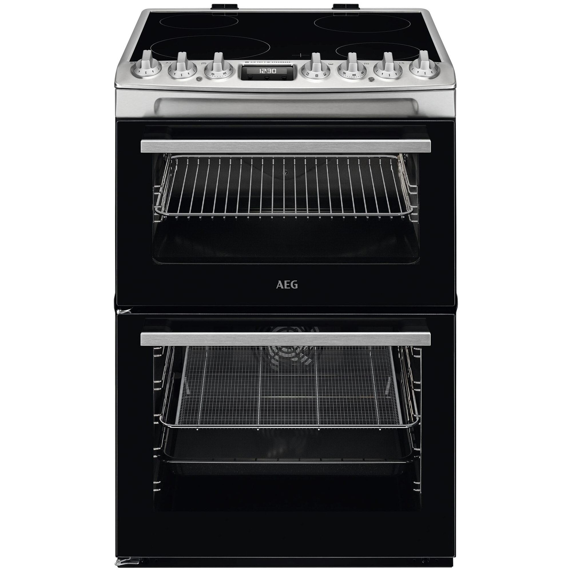 CCX6740ACM SteamBake 600mm Double Electric Cooker Ceramic Hob S/Steel
