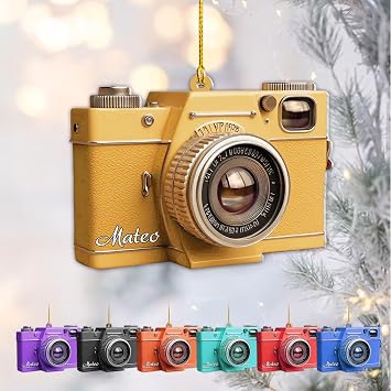 Personalized Camera Ornaments for Christmas Tree, 2D Flat Camera Ornament, Video Camera Ornament, Photographer Gifts, Recording Ornament, Film Camera Zoom Photo Hanging Tree Decorations Camera 4