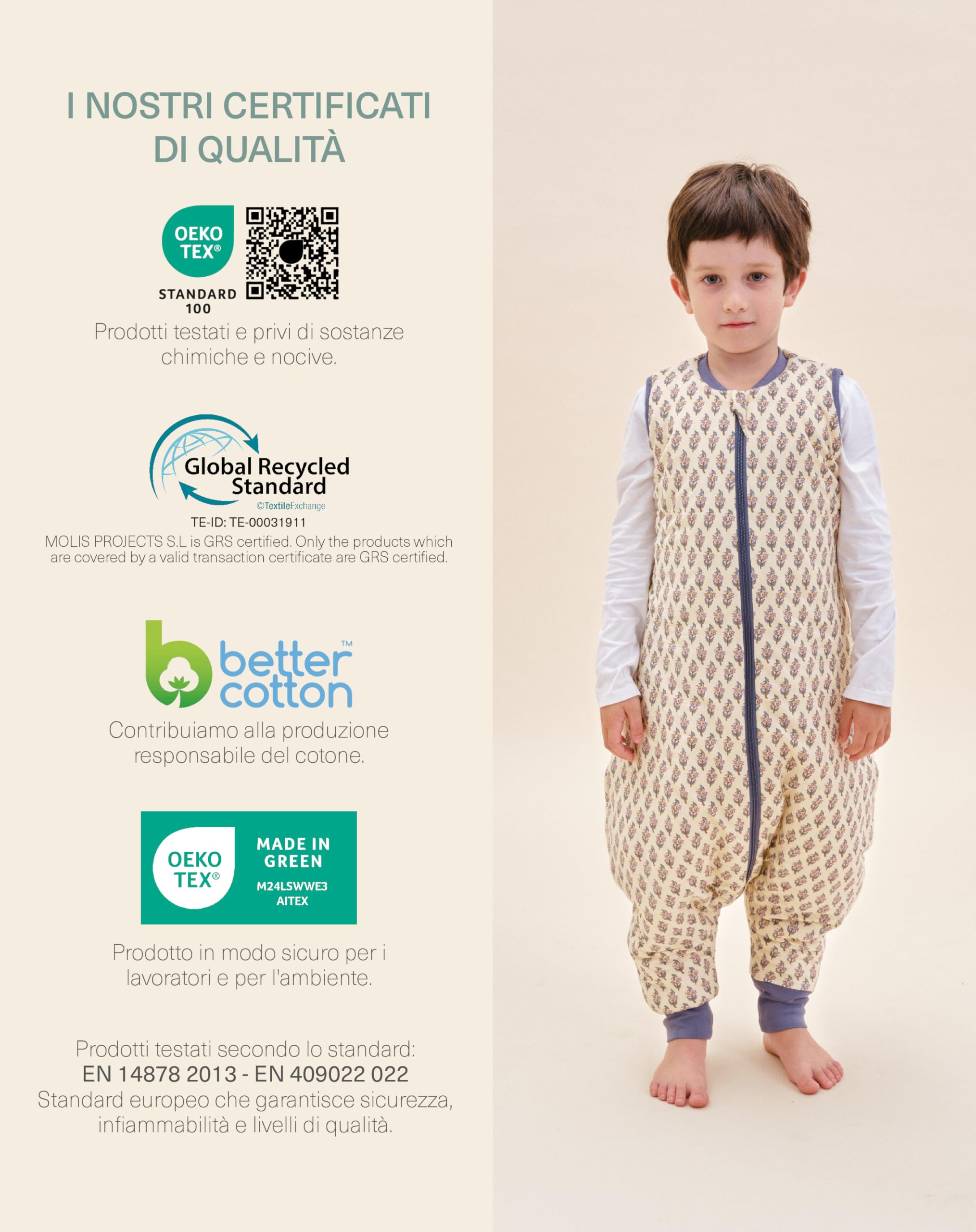 Sacco Nanna Invernale Con Piedini - 2.5 Tog, Cotone OEKO-TEX, Calzini Antiscivolo - Foto 5