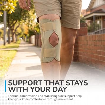Thermoskin Open Knee Wrap Stabilizer Knee Brace, Beige, Medium