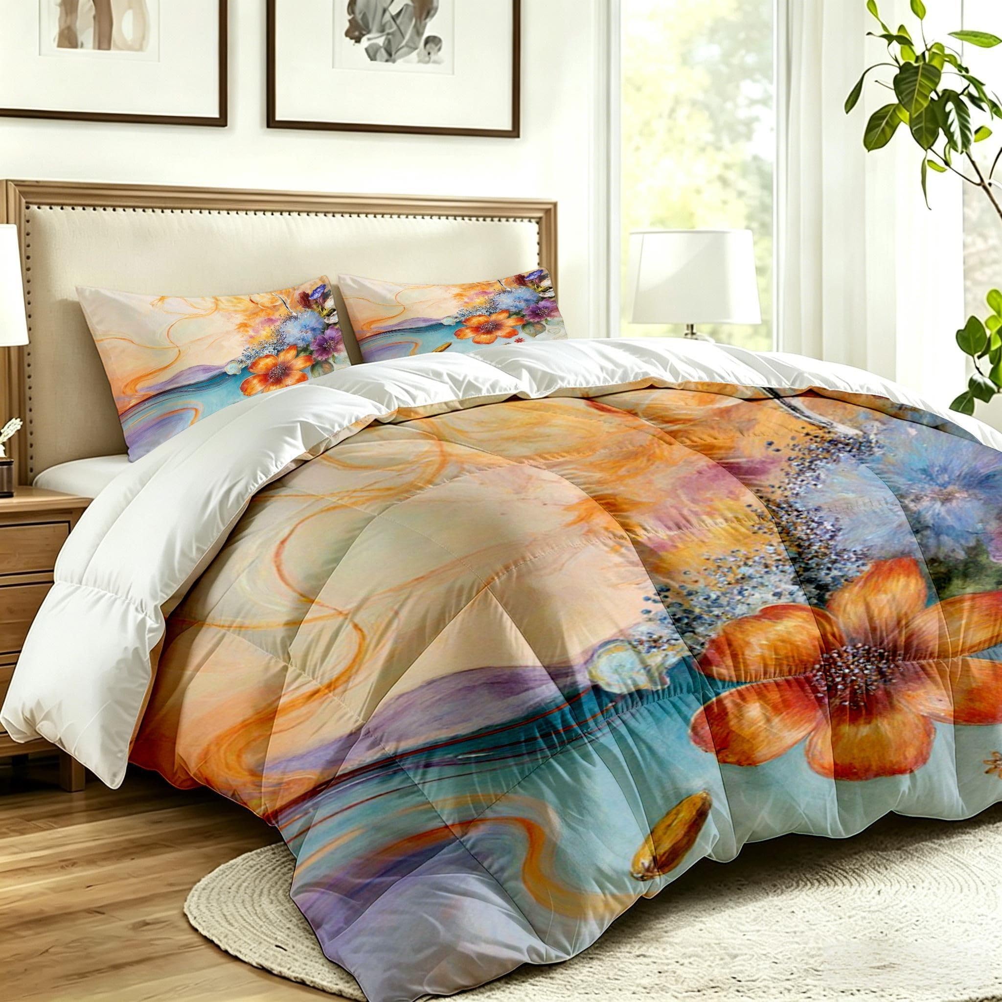 Grandi Dimensioni Piumino 260x240 Fiore Colorato con 2 Federe-A47