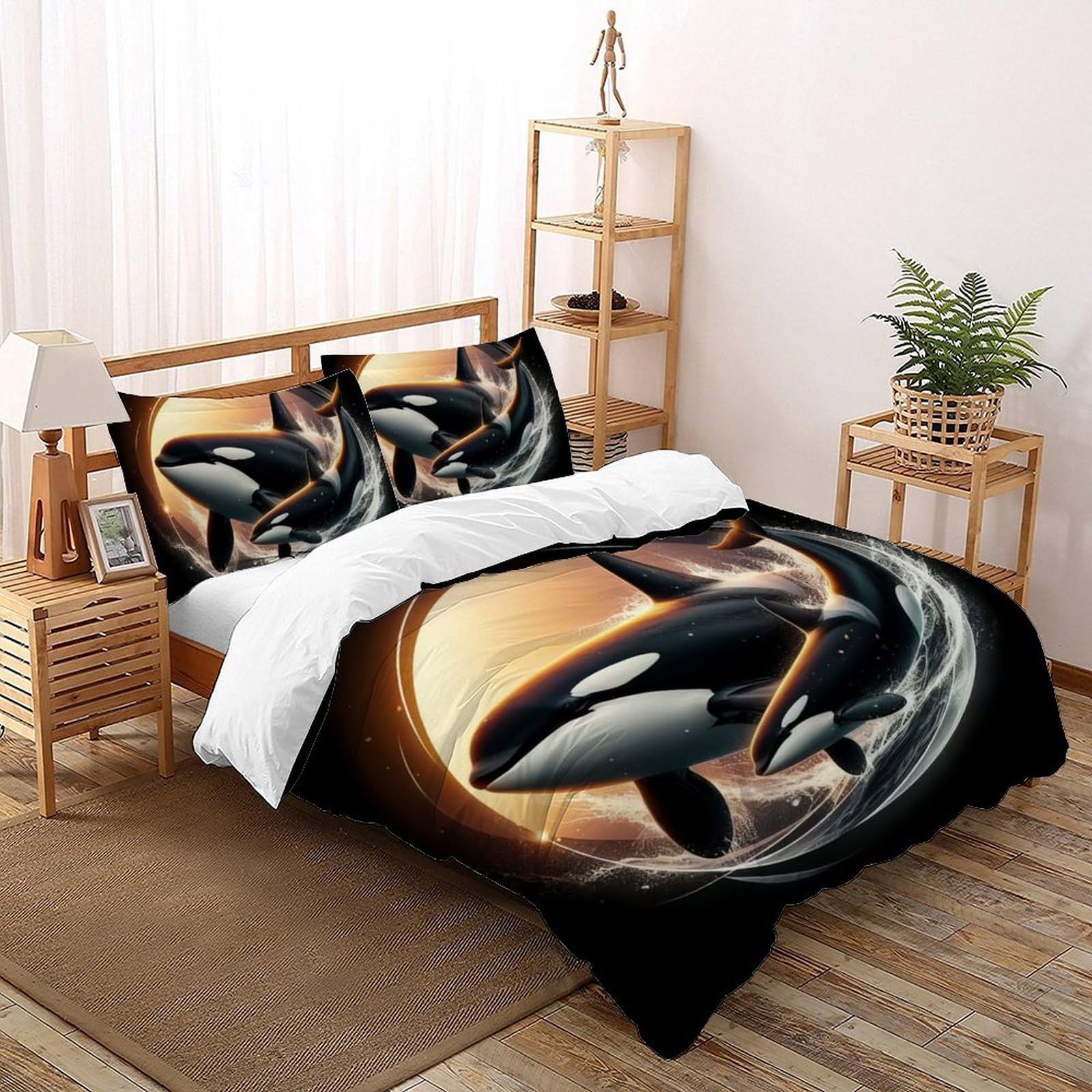 Couvre-lit orque 200x200 avec taie d'oreiller microfibre adulte double