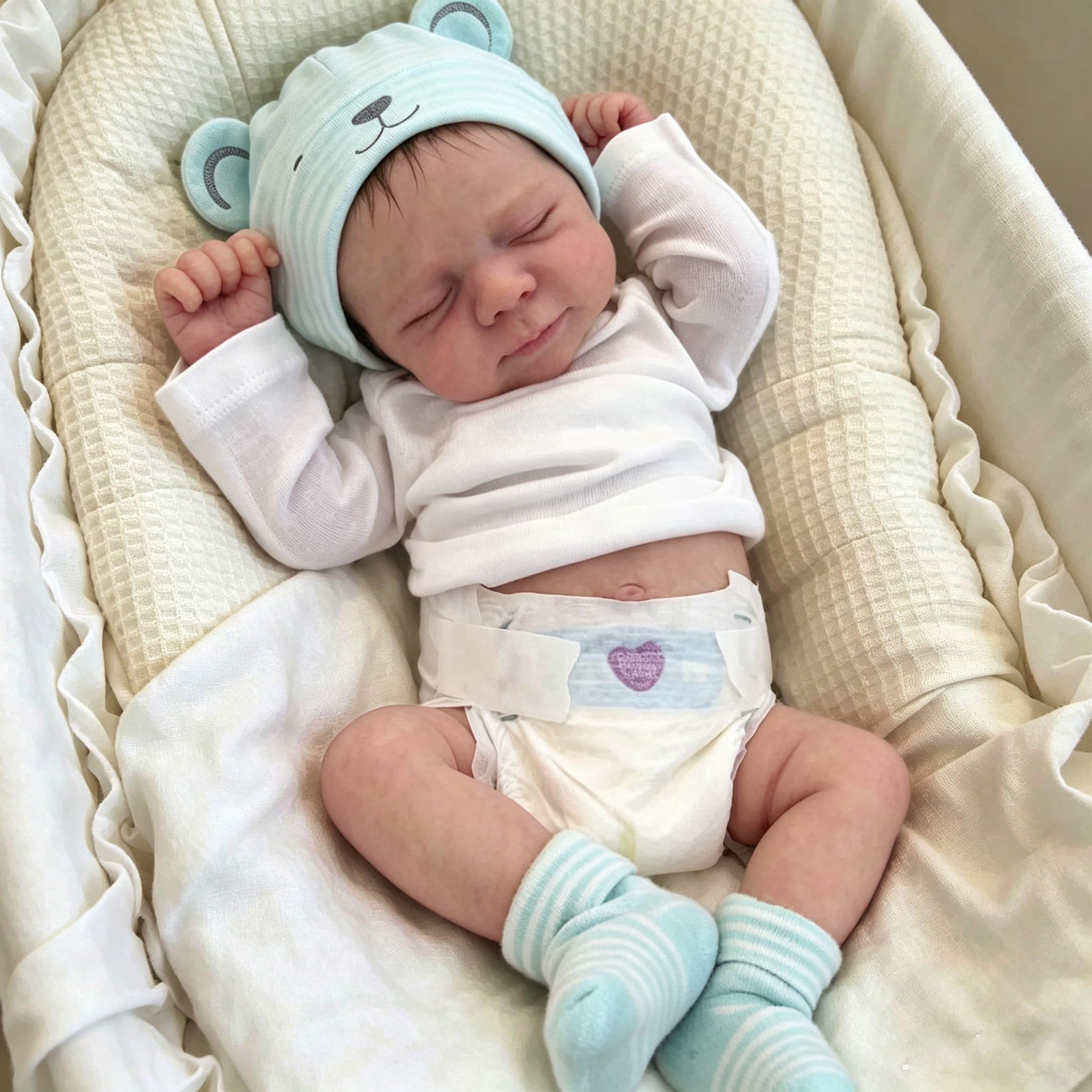 Zero pam Reborn Baby Lebensecht-45CM Reborn Baby Junge Mit VollVinyl Körper, Reborns Puppen Lebensecht, Puppe Wie Echtes Babys, Lebensechte Babypuppen