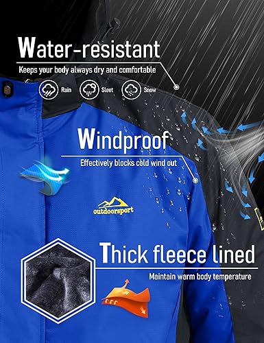 Miniatura 9 de MAGCOMSEN Men's Winter Jacket Water Resistant Ski Snow Coat Warm Fleece Parka Raincoats with Hood Multi-Pockets