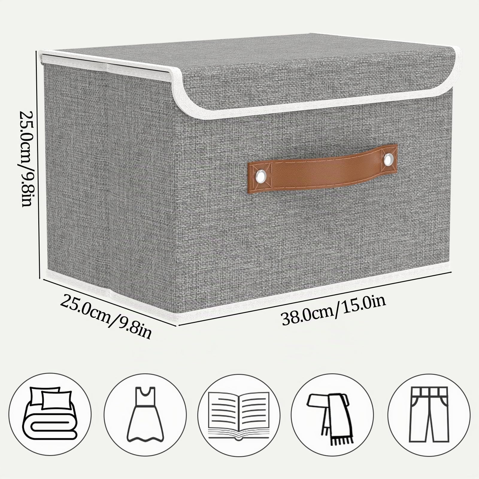 OUTBROS 4 Pack Box mit Deckel, 38x25x25cm Kleiderschrank Organizer, Beige