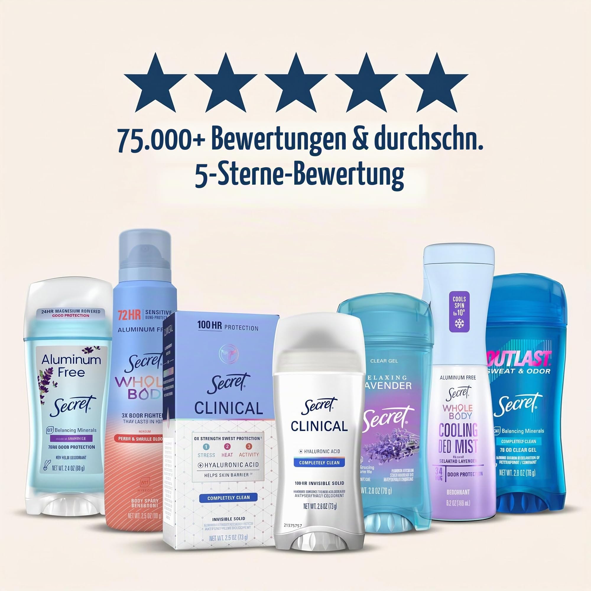 Secret Aluminum Free Deodorant für Damen, Rose Scent, 60 g, 3 Stück